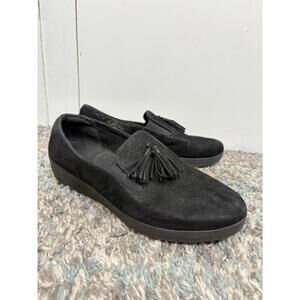 Fitflop Shoes Womens 9 Superskate Slip On Tassel Comfort Speckled Black Casual